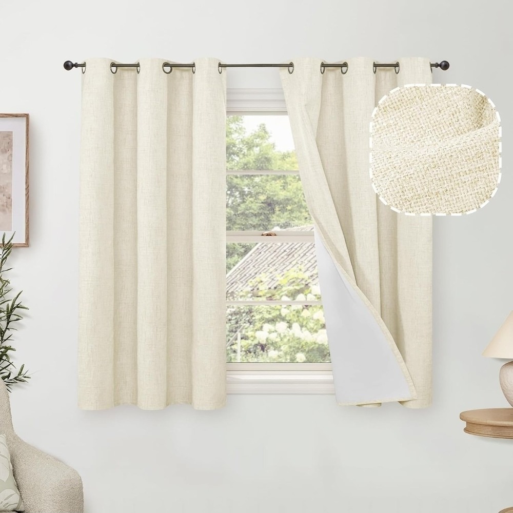 linen blackout curtains 38"W x 45"L
